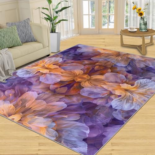 HYGIUID 5x6 Area Rug - Kaleidoscopic Floral Area Rugs for