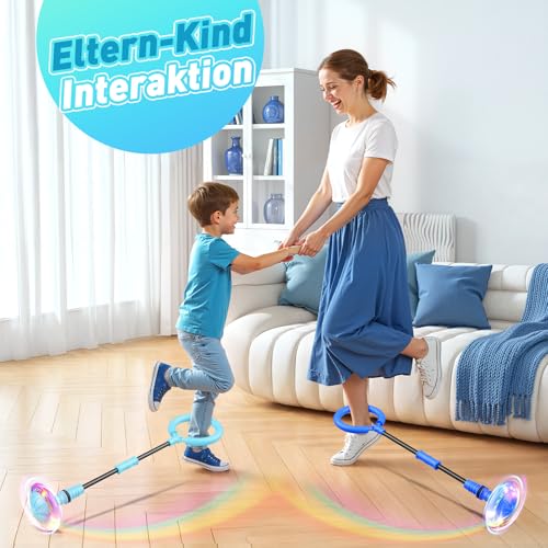 Springring Fußkreisel für Kinder mit Zähler, Timer, Kalorienzähler, Geburtstagsgeschenke für Mädchen ab 6 7 8 9 Junge, Batteriebetriebenes, Swing Wheel Sportspielzeug für Mädchen 6-12 (hellblau)