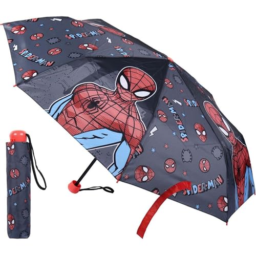 CERDÁ LIFE'S LITTLE MOMENTS - Paraguas Plegable Niño de Spiderman - Apertura Manual con Mecanismo Antiviento y Proteccion en las Varillas para Mayor Seguridad - Licencia Oficial Marvel