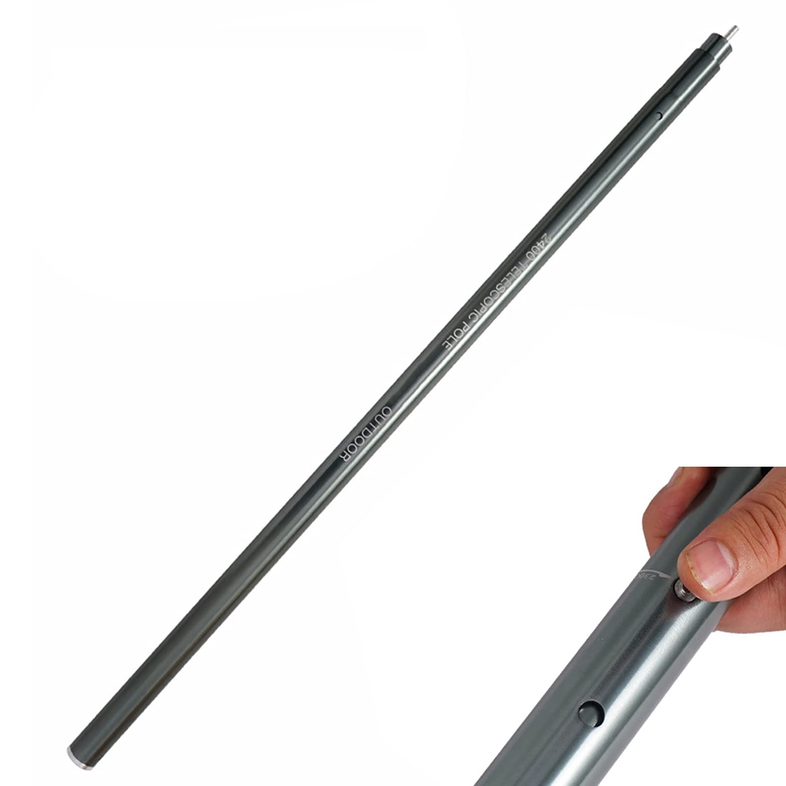 KOMCLUB Telescopische tentstokken, set van 2, opstelstang, telescoopstangen, steunstang van aluminium in verschillende lengtes van 74 cm tot 210 cm, 6 segmenten voor tent, tarp, zonnezeil of zeil