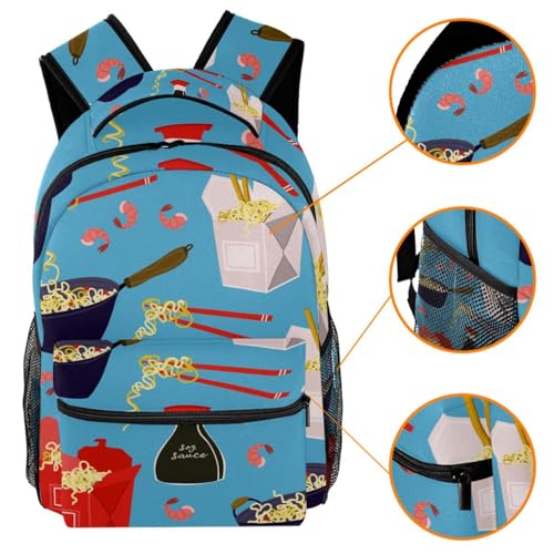 Sac à dos d'école bleu multicolore 40cm pour adolescents et étudiants - 3