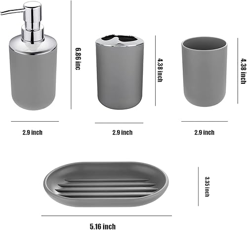 Miniatura 2 de Juego de accesorios de baño, juego de regalo de plástico de 4 piezas, soporte para cepillos de dientes, vaso para cepillos de dientes, dispensador