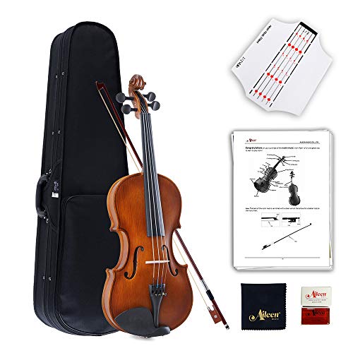 Aileen Violín 1/2 Principiante con Engomada del Tablero de Violín, Manual de Usuario, Estuche Rígido, Arco, Colofonia, Puente y Paño de Pulido