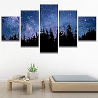 SIGNWIN 5 Panel Canvas Wall Art Modern Art Astronomy & Space Cosmic Decorative Elements Dramatic Multicolor Photography for Home Decorations Ready to Hang - 60