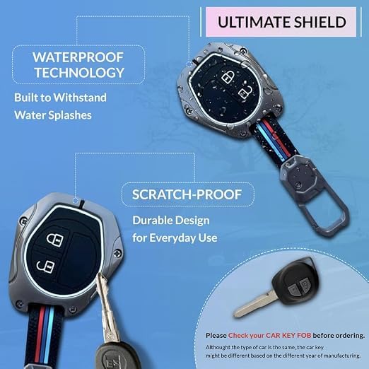 Image of NEODRIFT 'KeyShield' Car Key Cover for Maruti Suzuki Swift (Shape 1, 02 Buttons) (Durable, Stylish and 360 Protection)