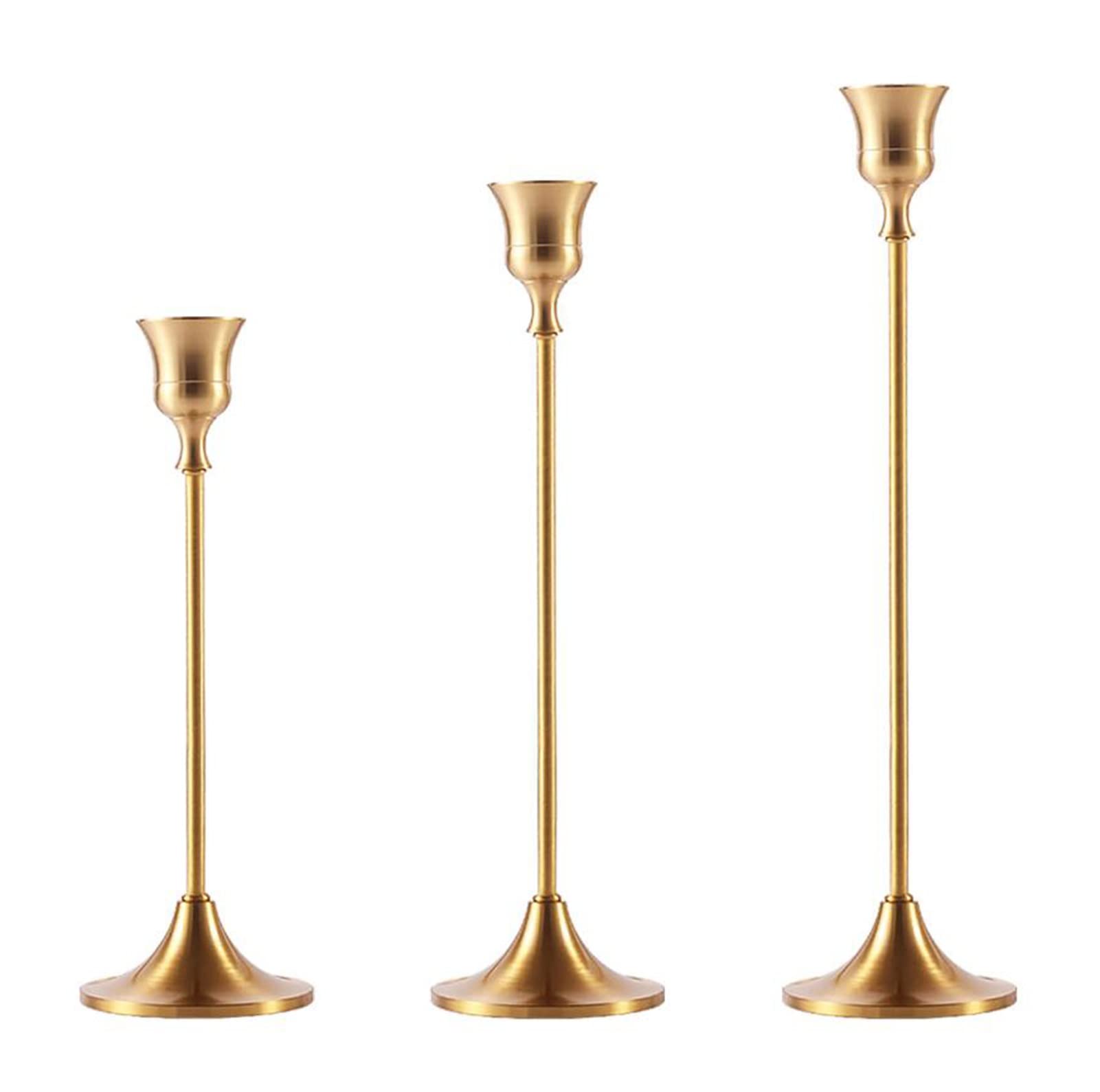 SHISHI Kerzenständer Schmiedeeisen Retro Ornamente Messing Kerzenständer Weihnachtsdekoration Hochzeit Requisiten Kerzenhalter Basis 3-teiliges Set