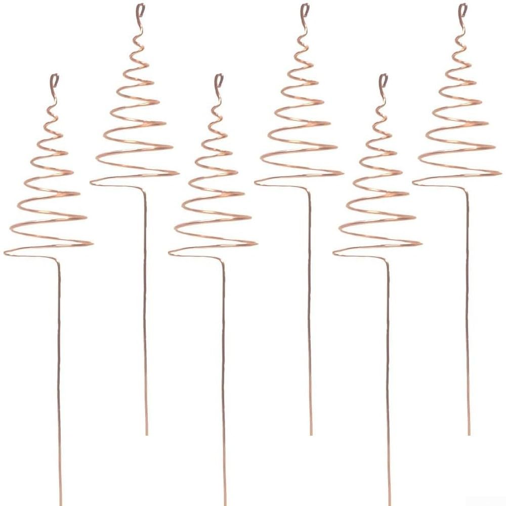 Set of 6 Copper Plant Stakes for Electroculture Methods Improve Soil Health and Support Plant Growth in Garden Settings (A)