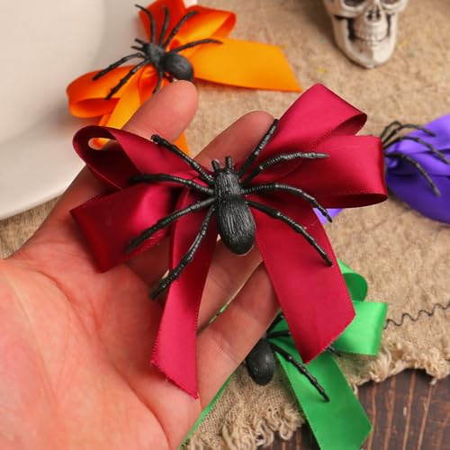 Image of Havilah Halloween Hair Clip 2 Pcs - Spider Bow Accessory for Cosplay Cute Side Clip Unique Bangs Clip - Purple