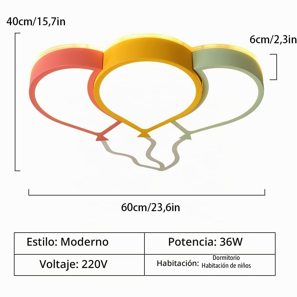 Lampara LED Modernas Y Creativas Infantil Techo Globos De Colores Lámpara De Techo Para Habitacione Infantile 36W 220V 2700K-6500K Regulable Lámpara De Techo De Empotrado Para Habitación Infantil