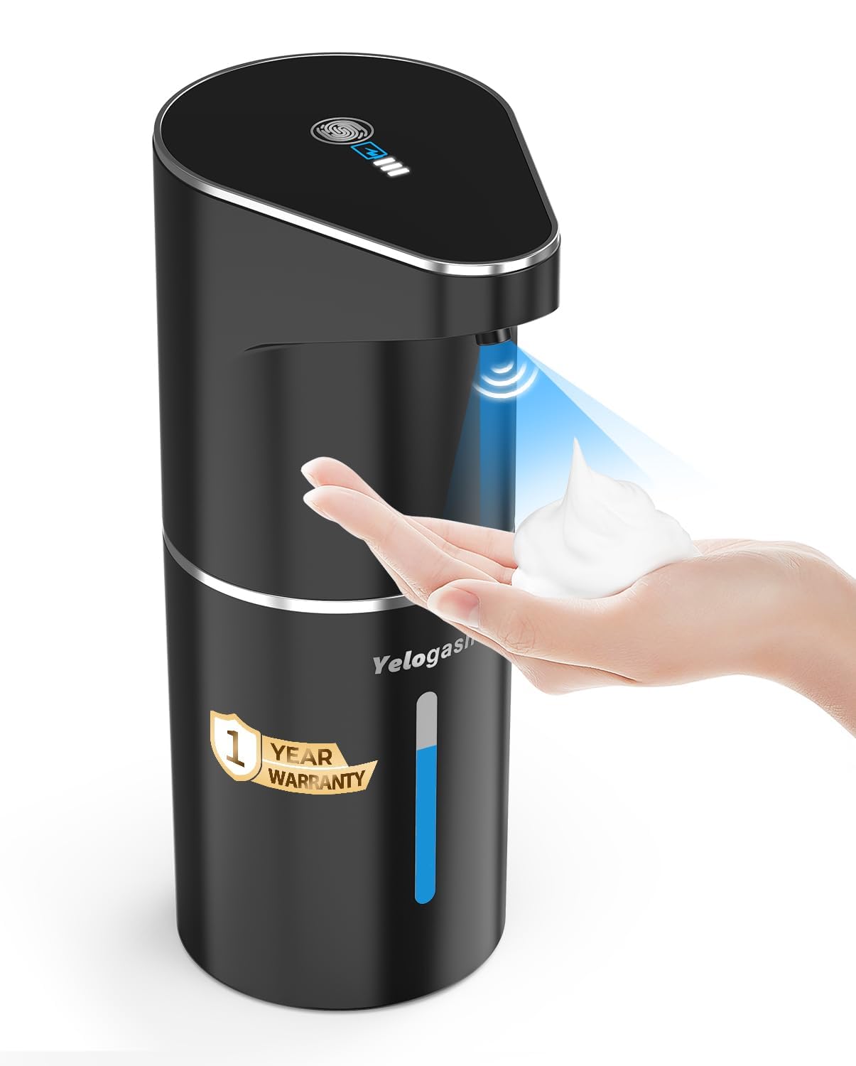 Automatic Soap Dispenser, Sensor Hand Wash Dispenser with 3-Speed Adjustable Foaming Handwash Dispenser, 1200mAh Battery with Auto-Clean, Touchless for Home Bathroom, Office, Kitchen(Black)-image-4