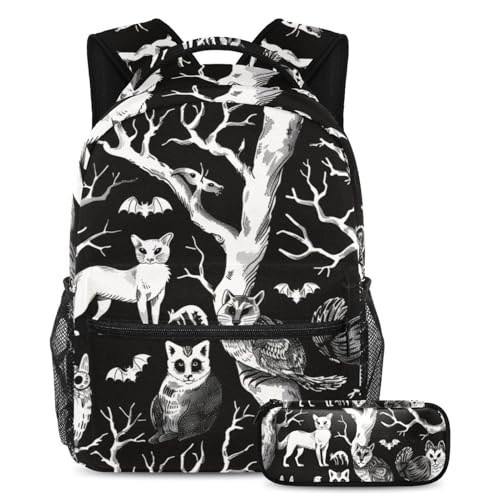 Sac à dos Halloween avec trousse lot de 2 grand cartable pour élèves
