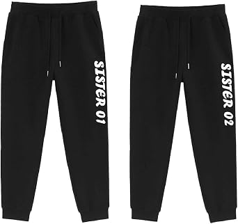 Womens Casual Sweatpants Jogging Pants with Pocket Drawstring Sister01 Sister02 for Yoga Running Workout 1 Piece