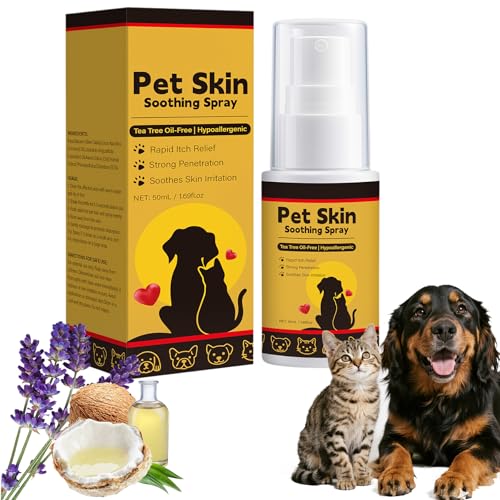 Pet Skin Treatment Spray for Dogs and Cats,Itch Relief Spray& Hot Spot Spray,Nature Soothing Spray,Pet Skin Care Spray for Relives Scratching Itchy Skin and Paw Licking,Cat Itchy Skin Treatment,1.69oz