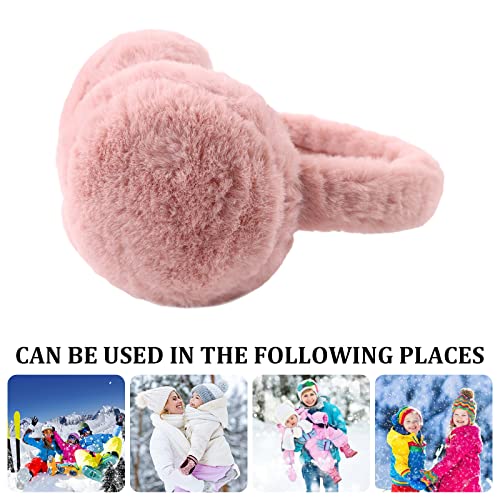 Fluffy Ear Muff For Women Plush Foldable Earmuffs Kids Winter Earmuffs Girls Boys Cold Weather Ear Warmer (Skin Pink) #TOP3