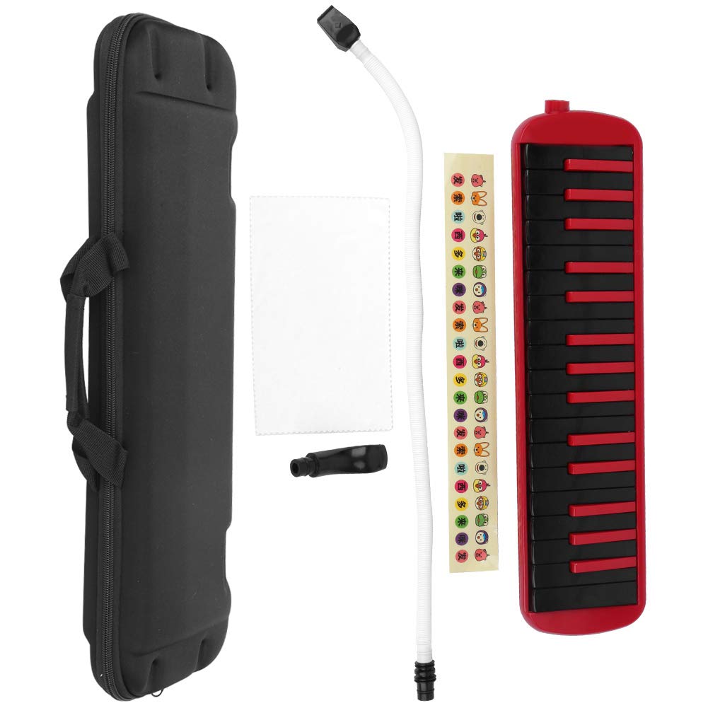 32 tasti di pianoforte tubo lungo melodica tubo di plastica melodica con cannello boccaglio custodia per bambini principianti per adulti(Rosso)