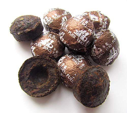 Jinglong Tea Factory - Puerh Tea Mini Tea Cakes (100 Pcs) Ripe Mini Tuocha (20 Ounce)