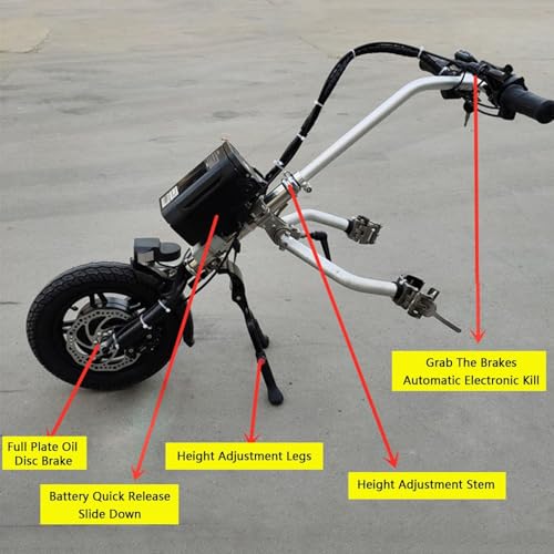 Attacco elettrico per sedia a rotelle, kit di conversione da 500 W, regolazione a 3 velocità, resistenza 65 km, ruote da 12 pollici, dispositivo di trazione per sedia a rotelle