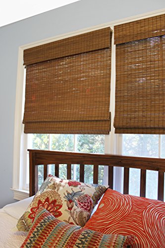 Radiance, Cordless Window Shades For A Standard Size Window Width, Maple, Cape Cod Flatweave Bamboo Roman Shade With Valance, 23 Inch Width X 64 Inch Length (2216200E) #TOP2