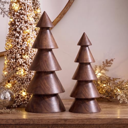 Yerliker 2 Pcs Wood Christmas Tree, Christmas Tabletop Trees Decoration