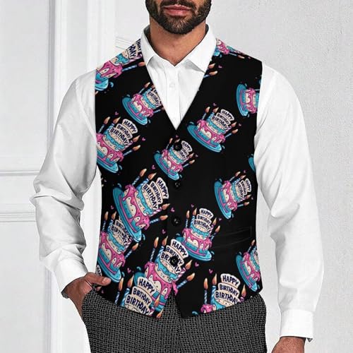 Happy Birthday to Me Men's Suit Vest Waistcoat Vests Formal Dress with 2 Pockets for Business Casual Tuxedo2