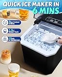 Ice Maker Machine, 15Kg/Day Ice Cube Maker, 9 Cubes in 6 Mins Ice Machine for Home, 2 Sizes Bullet Ice Maker Machine Counter Top, 1.5L, Ice Scoop & Basket, Self-Cleaning, Portable Handle, Bar, Office - Image 2
