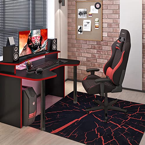 Hiiarug Chair Mat For Hardwood Floor Anti-Slip Floor Protector Rectangle Gaming Computer Chair Mat Large Chair Carpet For Home Office Gaming Room (Rectangle 47"X35", Red) #TOP2