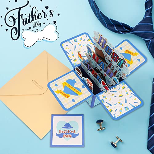 Lucleag Best Dad Ever 3D Greeting Card, Father's Day Pop Up Card, 3D Greeting Father's Day Card Handcrafted Cards, Pop Up Happy Father's Day Greeting Card, Father's Day 3D Card For Dad Husband #TOP5