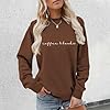 Generisch Hoodie Women's Hoodie Sweatshirt Pullover with Hood Cosy Coffee Sweatshirt for Book Lovers Graphic Pullover Soft Casual Crew Neck Jumper Comfortable Top, coffee, S #2