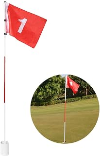CaCaCook 3 Piece Divot Flag Pole Removable Metal Pole Hole Cup Golf Course Set Nylon Flag