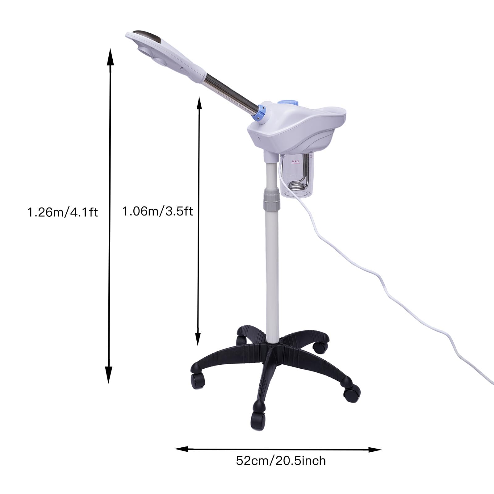 Vaporizador parownik do twarzy obracany o 360°, 750 W, do wszystkich rodzajów nawilżania skóry, oczyszczania, do gospodarstw domowych, salonów kosmetycznych, spa