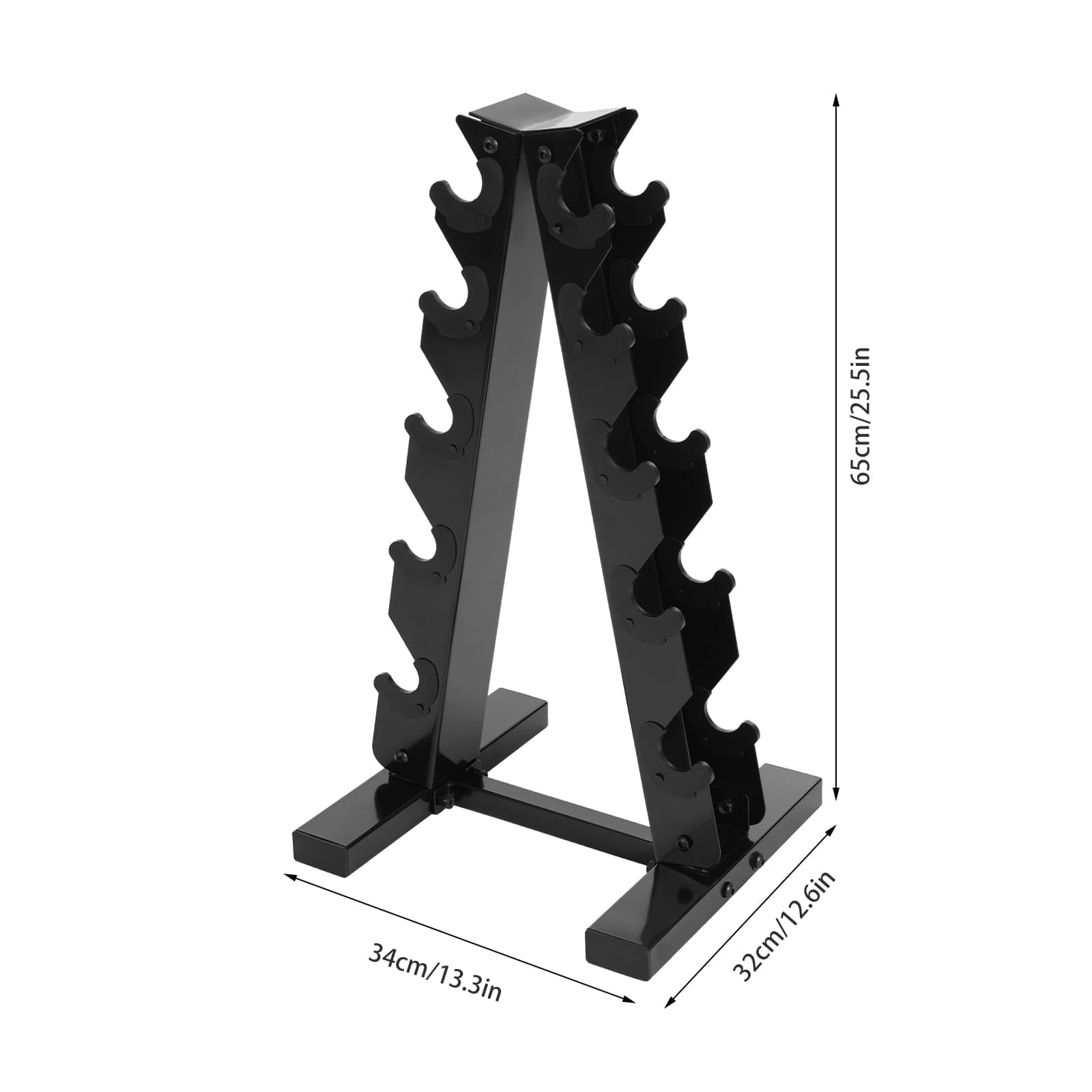 Supporto per manubri a 5 livelli a forma di A, capacità di carico max. 100 kg, Rack portaoggetti per palestra e casa