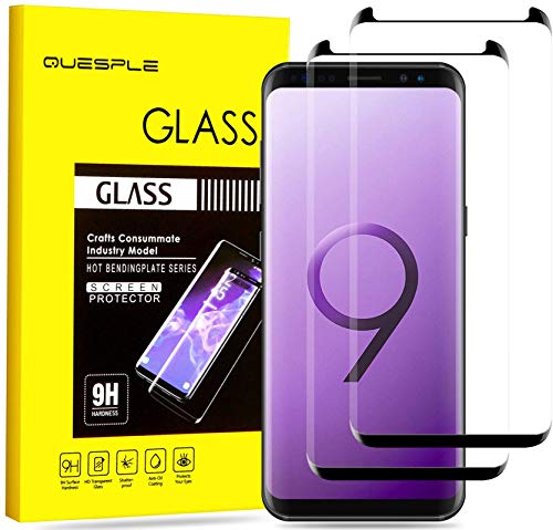 QUESPLE Galaxy S9 Screen Protector, Tempered Glass Case Friendly HD 9H Hardness Bubble Free Anti-Scratch Screen Protector for Samsung Galaxy S9 [2-Pack]