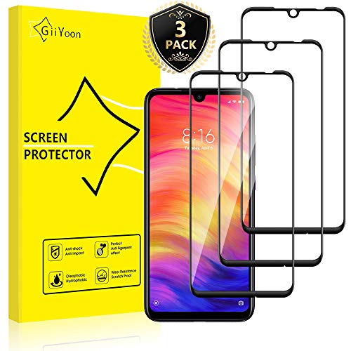 GiiYoon-3 Piezas Protector de Pantalla para Xiaomi Redmi Note 7/7 Pro Cristal Templado,[Sin Burbujas] [Cobertura Completa] [9H Dureza] Vidrio Templado HD para Xiaomi Redmi Note 7/7 Pro