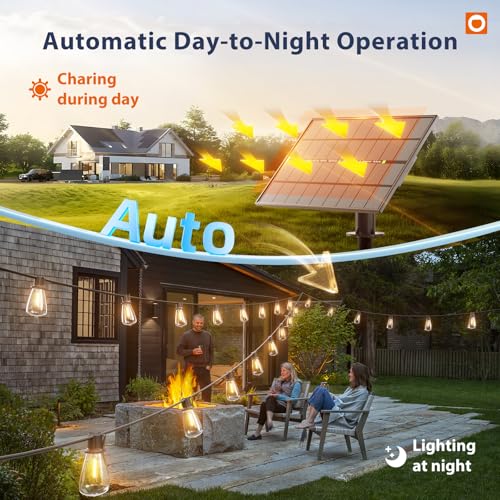 Image of addlon 198FT(192+6) Solar String Lights Outdoor with Remote, Long-Lasting Waterproof Patio Lights, Dimmable & Timable Hanging Solar Light with 60 LED Bulbs for Outside, Yard, Garden, Camping, Gazebo