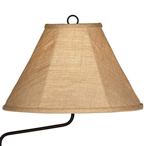 Regency Hill Travata Country Cottage Floor Lamps Standing With End Table 54" Tall Set Of 2 Bronze Scrollwork Swing Arm Burlap Fabric Empire Shade For Living Room Reading Bedroom Office House #TOP1