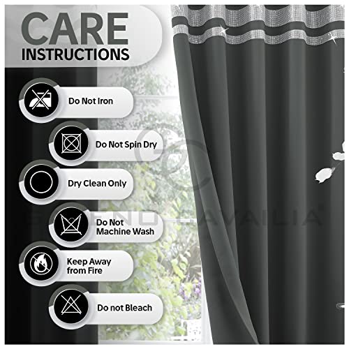 GC GAVENO CAVAILIA Diamante Kendal Blackout Curtains for Bedroom Eyelet Thermal Insulated Door Curtain, Charcoal, 66X54 Inch - Image 4