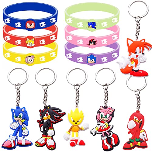 MEZHEN Llaveros para Sonic Pulsera de Silicona Regalo Cumpleaños Decoración Sonic Pulseras Llavero...