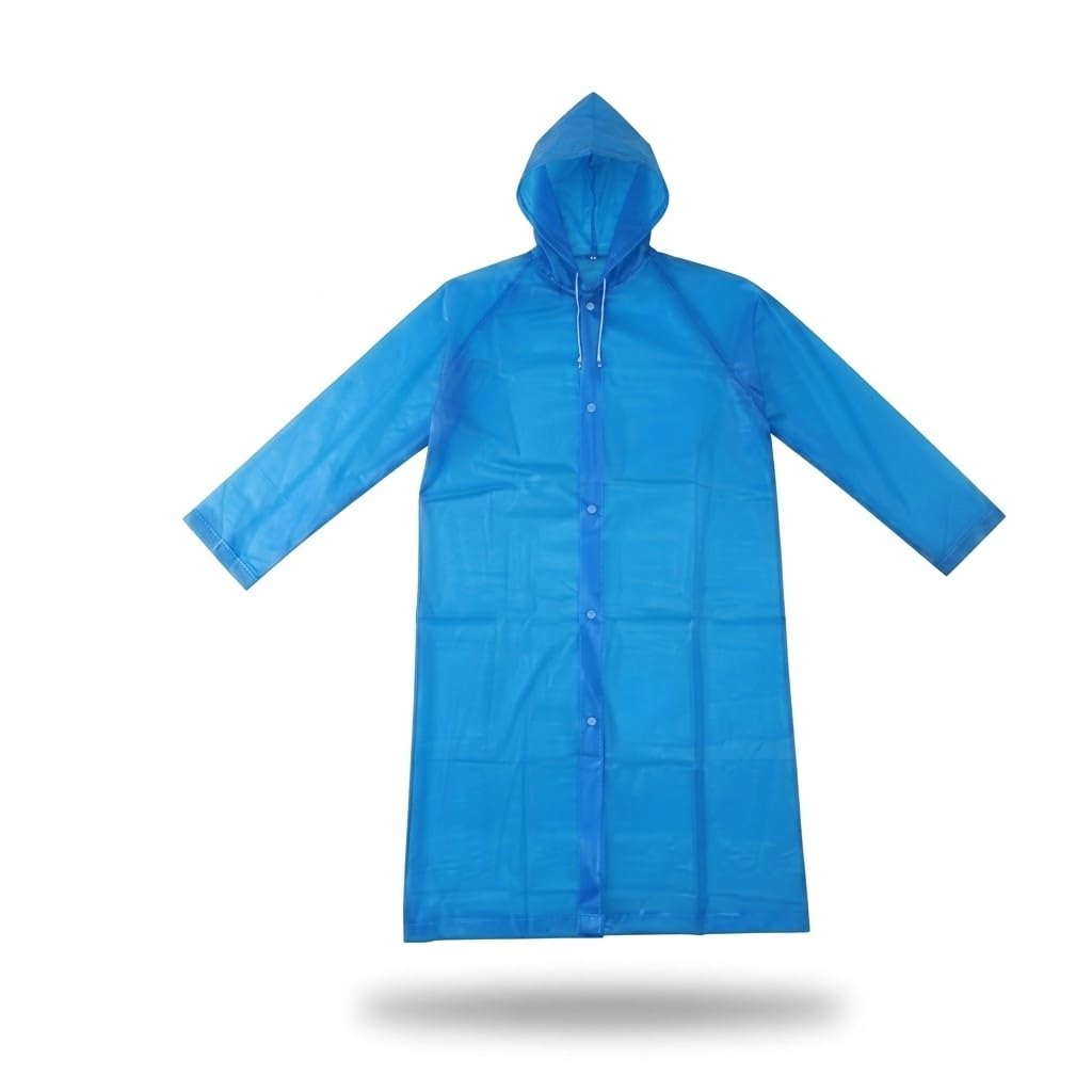 Professional TPU Waterproof Raincoat for Men & Women, Blue Hooded Rain Poncho, Lightweight Reusable Rainwear with Storage Pouch for Travel, Bike Riding, Camping, Hiking & Monsoon-image-20