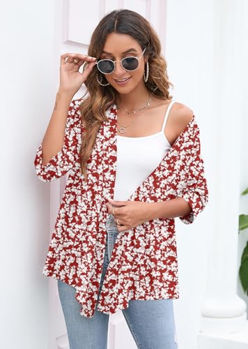 Image of Heymoments Women's Lightweight Open Front Cardigans 3 /4 Sleeve Casual Soft Drape Fall Cardigan S-2XL