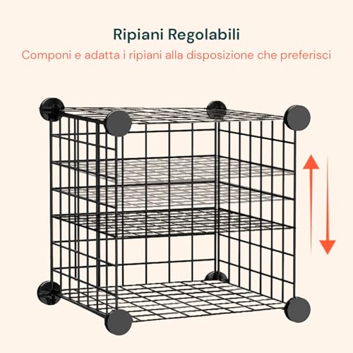 Wintem Netz-Organizer aus Eisen, 4 Ebenen, platzsparend für Küche, Bad und Büro, modulares Design und einfach zu montieren