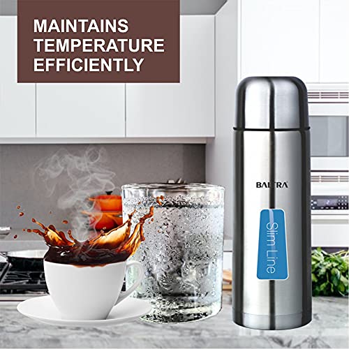 Image of BALTRA Bullet Thermosteel Water Bottle Stainless Steel 24 Hours Hot & Cold Double Walled Leak Proof Vacuum Flask /Water Bottle for Office /School /College /Gym /Picnic /Home /Trekking- 500ml, Silver