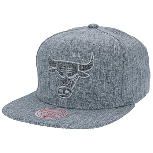 Casquette Mitchell & Ness Chicago Bulls en coton lavé italien gris de qualité supérieure ajustable