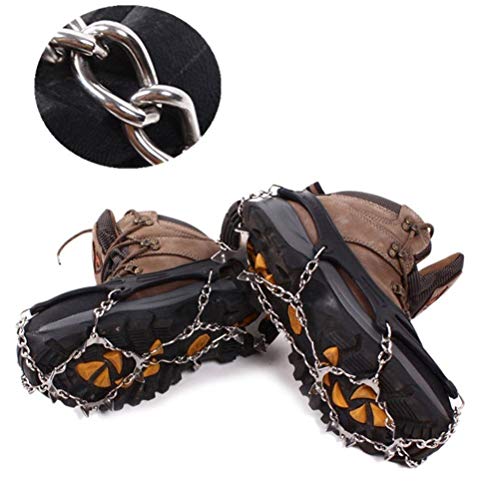 EONPOW 12 Teeth Claws Crampons Non-Slip Shoes Cover Stainless Steel Chain Outdoor Ski