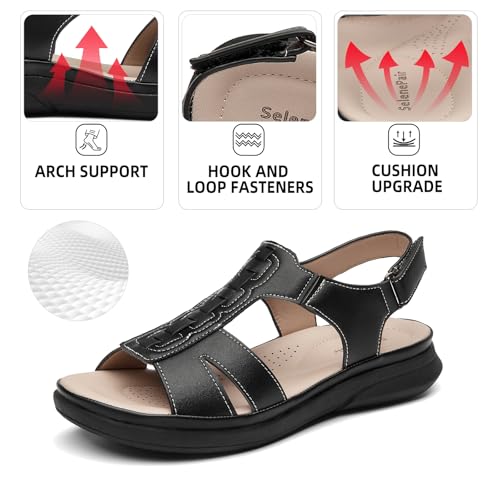 SelenePair Women's Flat Arch Support Slide Sandals Open Toe Casual Walking Summer Adjustable Sandal3