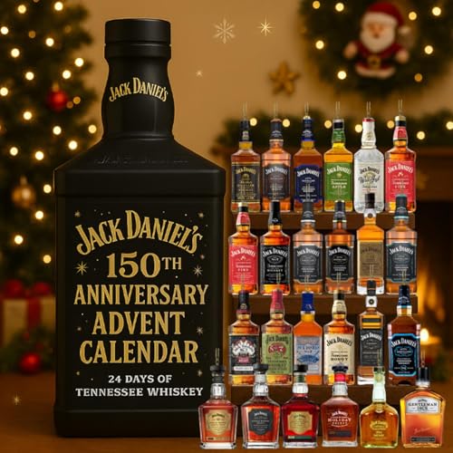 MissFox Calendrier de L’avent Whisky 2025 – 24 Surprises Uniques avec 24 Mini Bouteilles 3D de Whisky, Advent Calendar Original pour Adultes, Amateurs de Bar et Dégustation de Spiritueux (E)