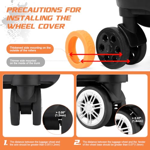 Luggage Wheel Covers, 8 PCS Silicone Wheel Protector Covers for 2-2.6 inches 8-Spinner Wheels, Wear-Resistant, Anti-Noise Wheel Covers for Luggage, Suitcases or Office Chair Caster Wheels (Black)4