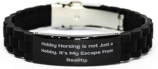 Funny Hobby Horsing Gifts, Hobby Horsing is not Just a Hobby, Funny Black Glidelock Clasp Bracelet For Men Women From Friends, Unique hobby horses, Black glider bracelets, Gift ideas for horse