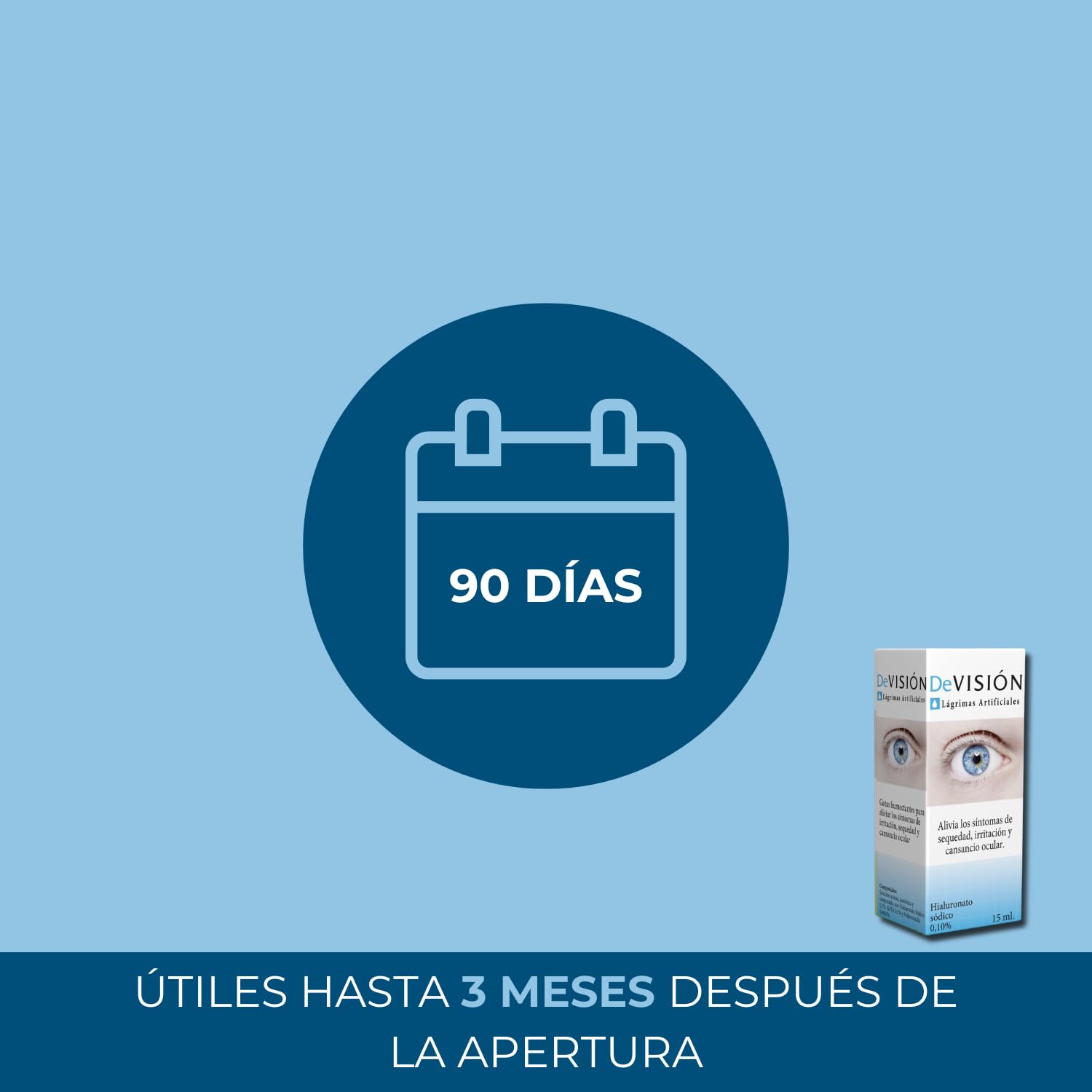DeVisión Lágrimas Artificiales 15 ml - Pack de 3 Unidades - Gotas Oftálmicas con Hialuronato Sódico 0,10% – Lubricante Ocular para Aliviar la Sequedad, Irritación y Cansancio Ocular – Envase Gotero