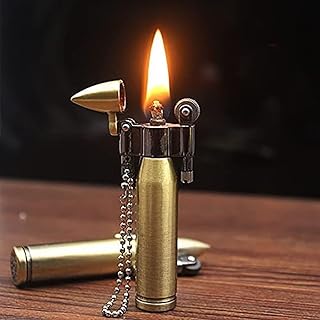 yinmengersheng Lighter,Bullet Shape Keychain Windproof Metal Grinding Wheel Lighter,Reusable Portable Soft Flame Cigarette Lighter for Smoking Candle Kitchen (Color : Gold)