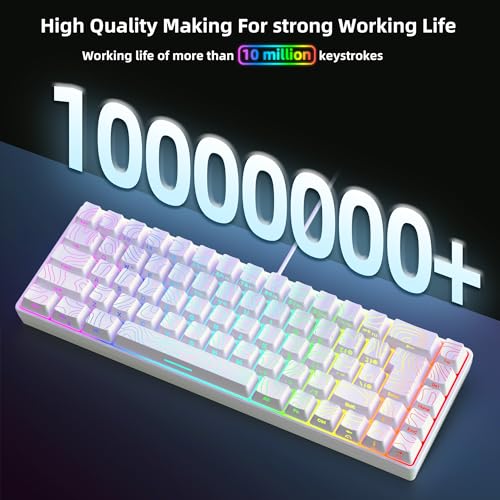 Image of Snpurdiri 65% Wired Gaming Keyboard, 68 Keys RGB Backlit Ultra-Compact Small Gaming Keyboard, for PC /Mac Gamer, Typist, Travel, Easy to Carry on Business Trip White